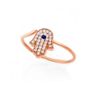 ROSE GOLD HAMSA CUBIC ZIRCONIA ADJUSTABLE RING